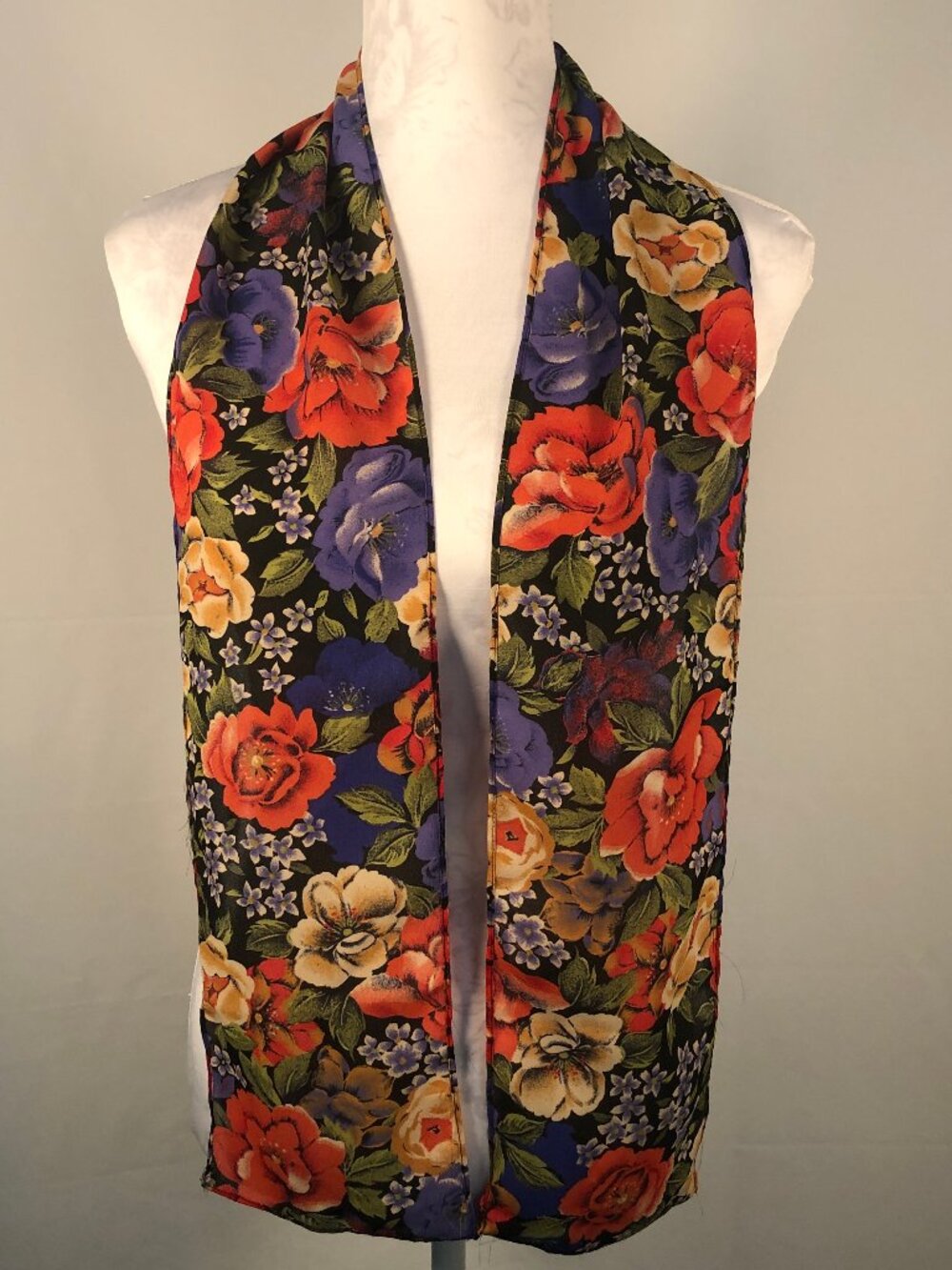 Vintage Romantic Floral Scarf | Dark Botanical Opera Garden Style - Picture 7 of 9